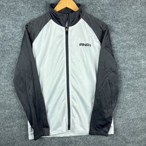 AND1 Warmup Jacket Mens Small Gray Full Zip Track Basketball